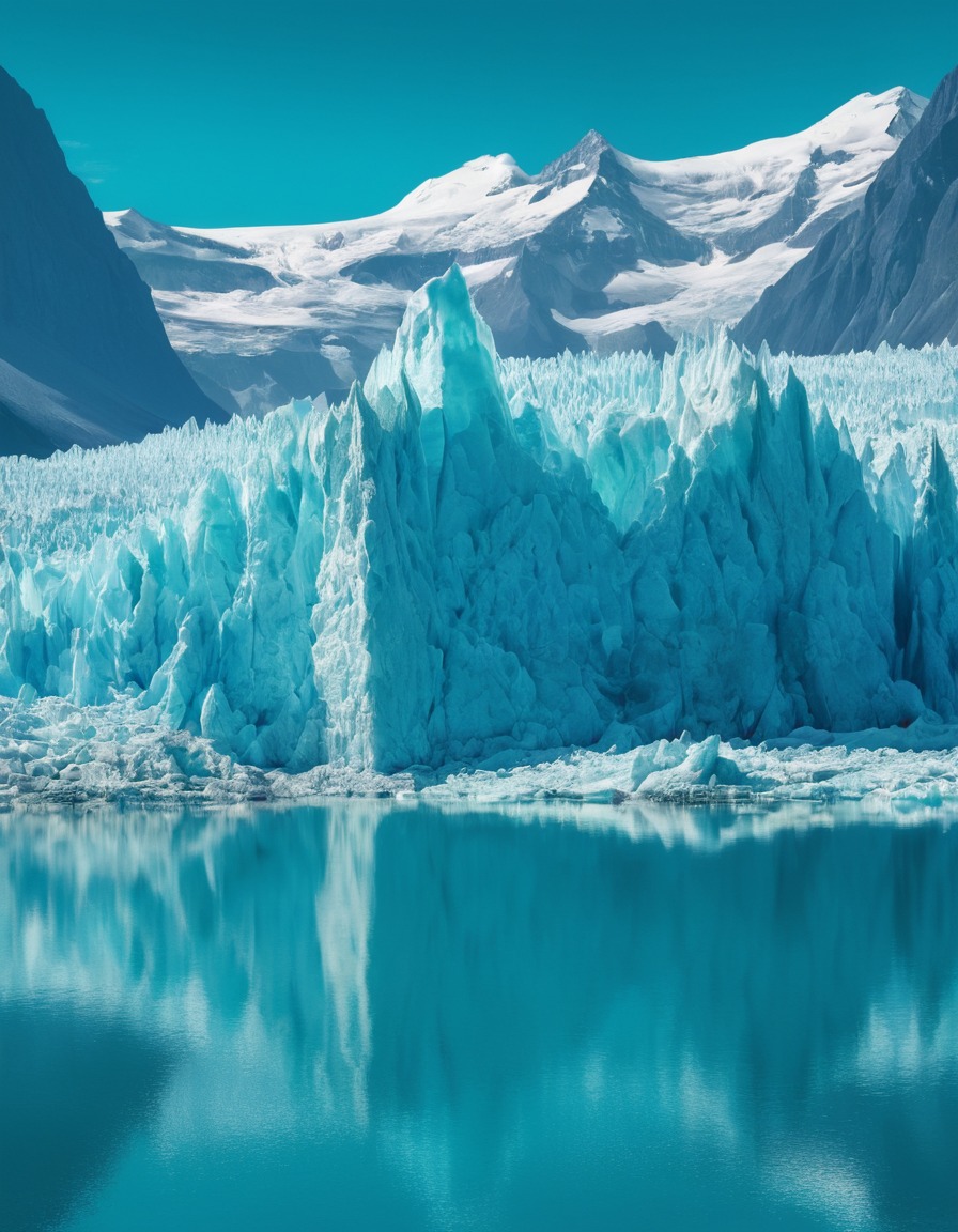 glacier, snow, lake, nature, majestic