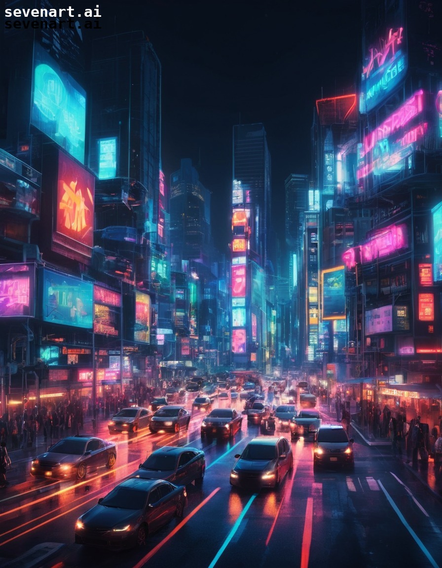 city, traffic, neon lights, urban, nightlife, modern city