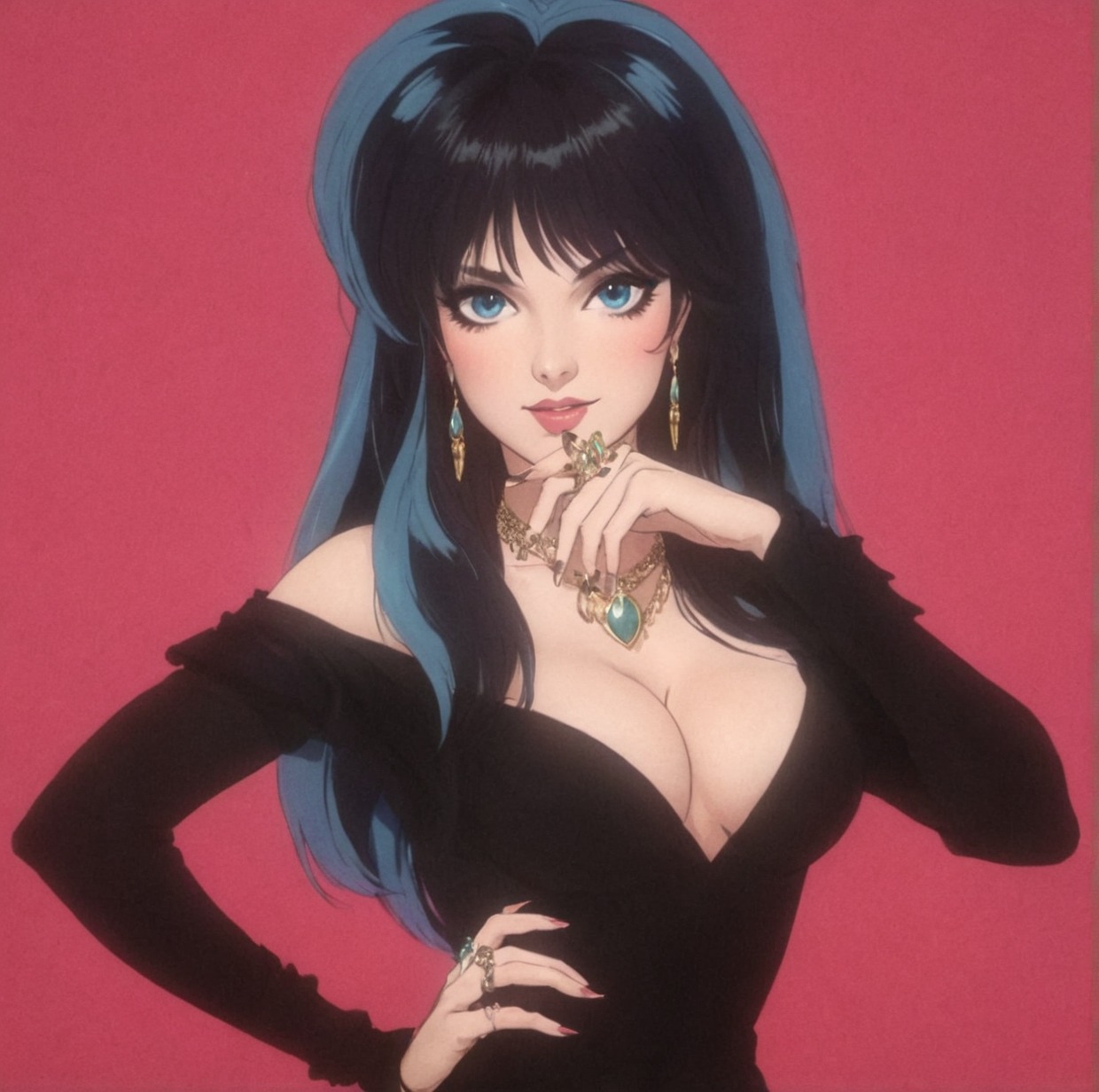 elvira, retro aesthetic, retro anime, art