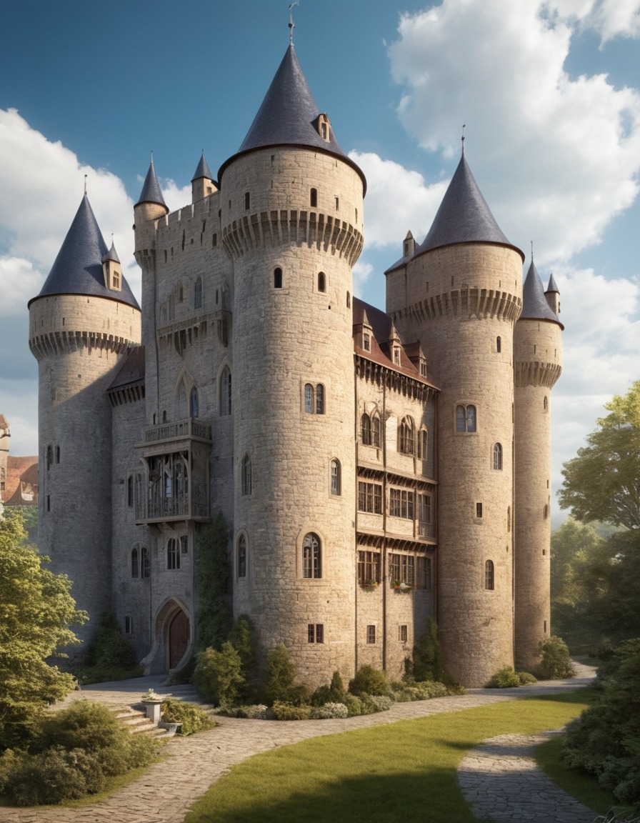 architecture, modern, medieval, office building, castle, art