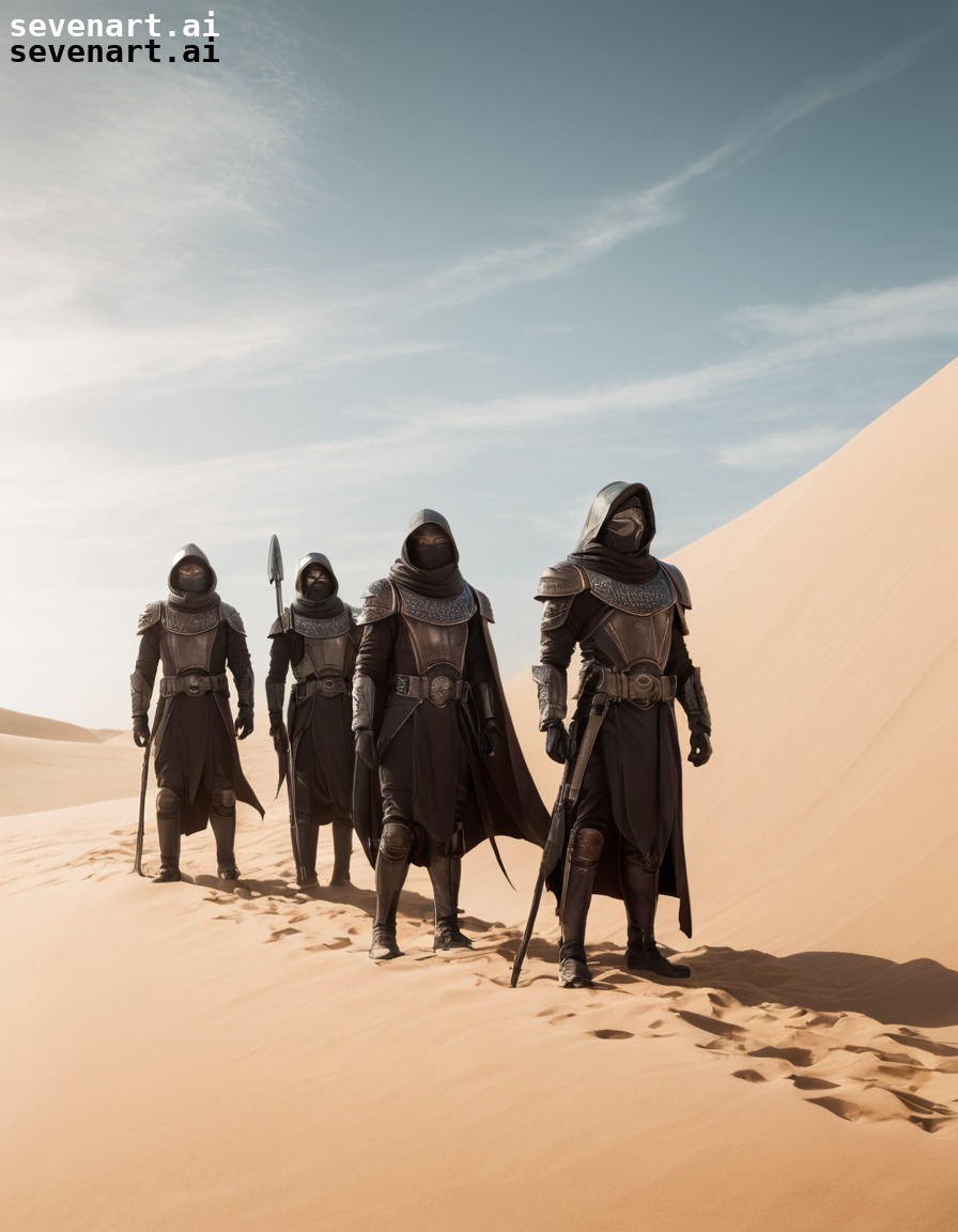 science fiction, warriors, stillsuits, sand dune, danger, dune