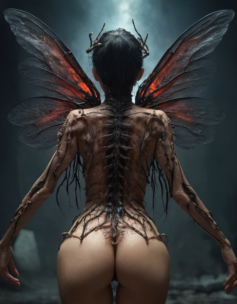 mutations, woman, female, insect-like wings, biological transformation, fantasy creature