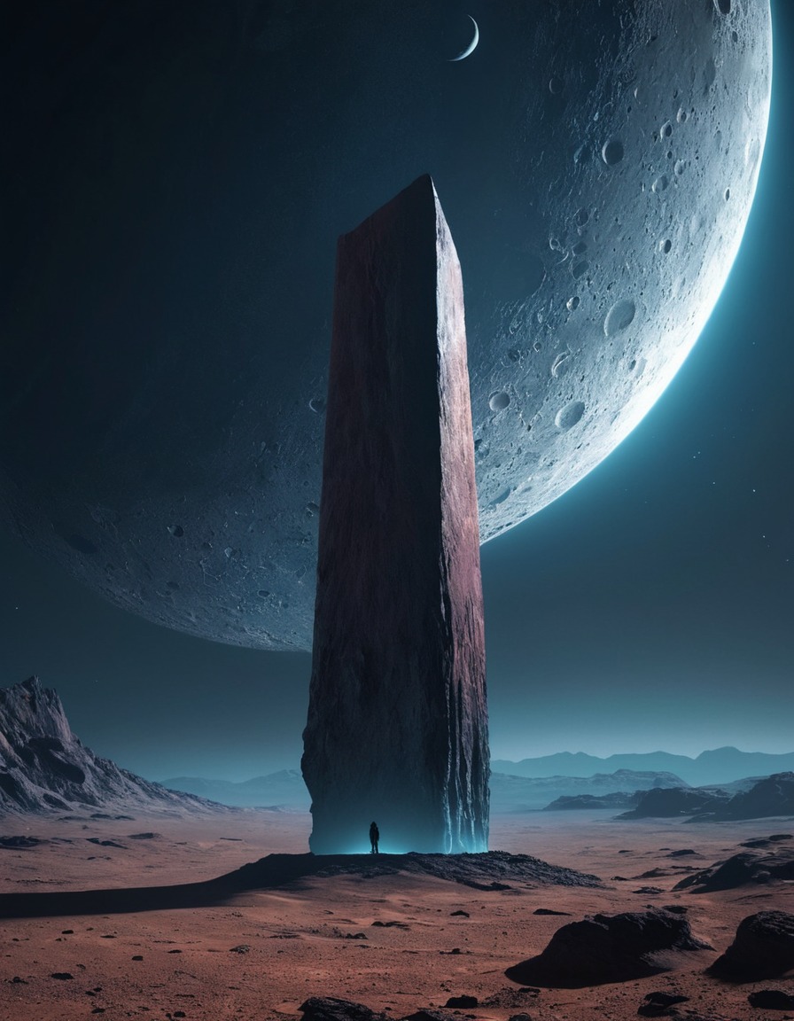 space, moon, monolith, mysterious, alien, astronomy