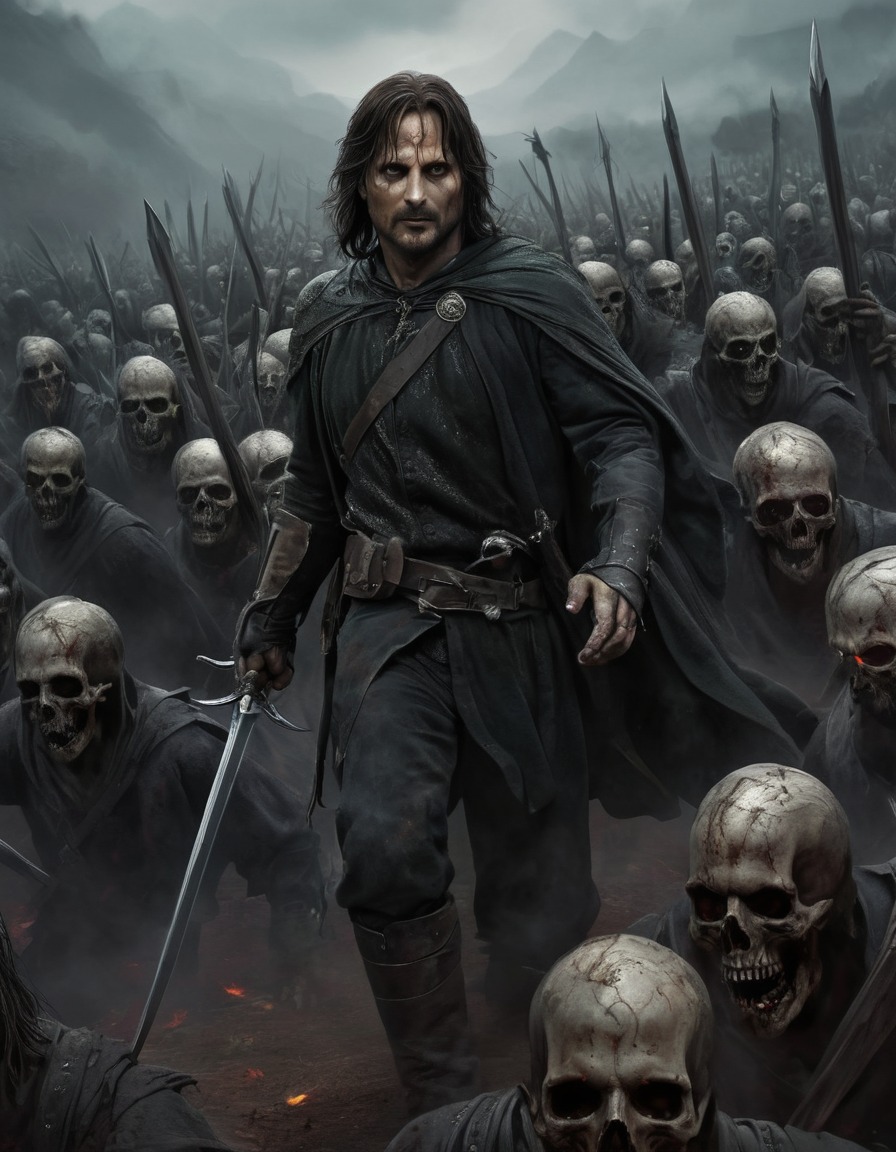 aragorn, zombie, the lord of the rings, undead, fantasy battle