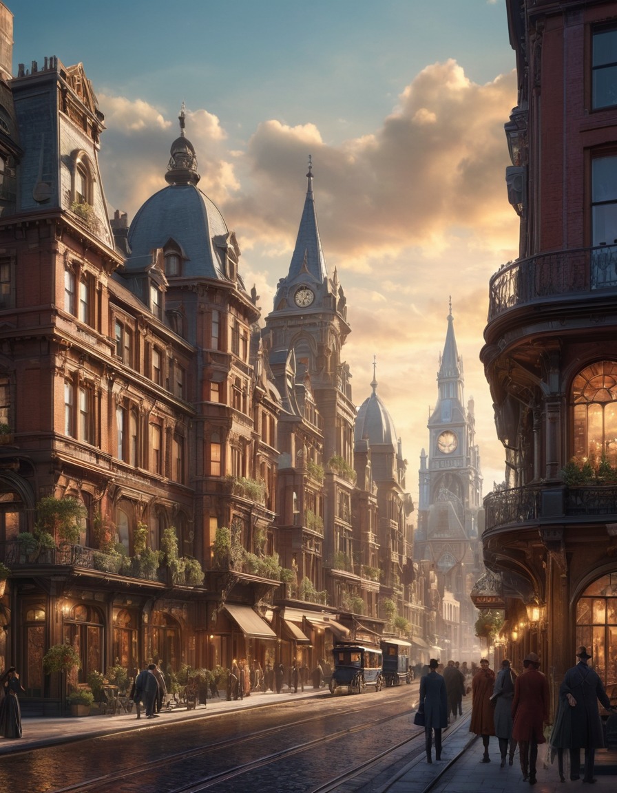 victorian era, cityscape, historic architecture, bustling street, 19th century, urban scene, architecture