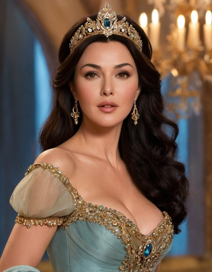 monica bellucci, actress, beauty, disney, princess, fairy tale, enchanted