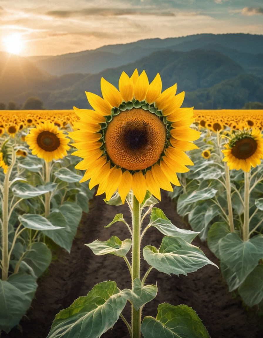 nature, sunflower, symmetry, patterns, field