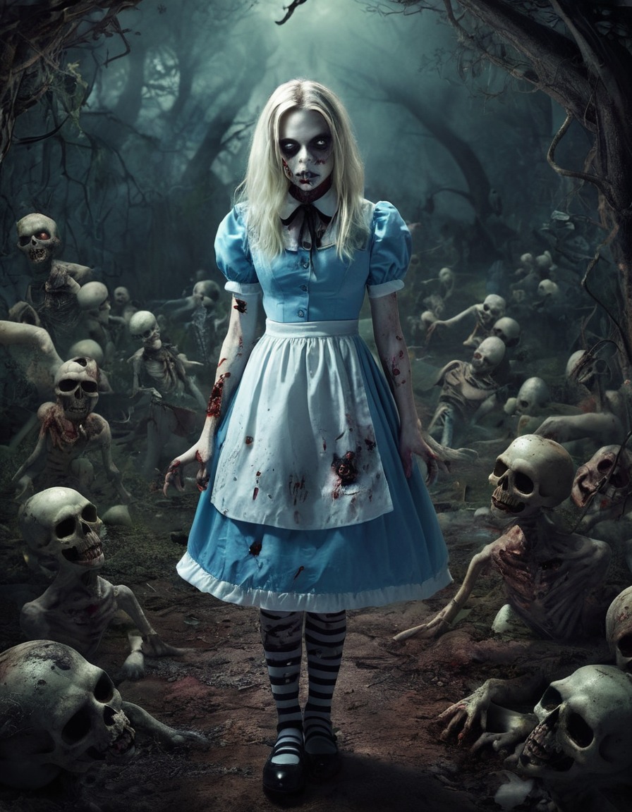 zombie, alice, wonderland, fantasy, surrealism