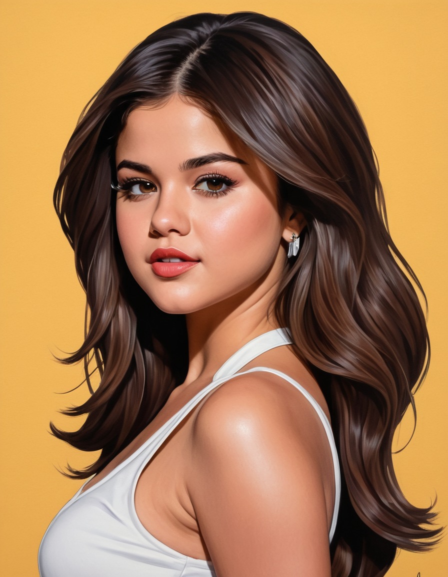 selena gomez, celebrity, painting, humor, art, pop culture, entertainment