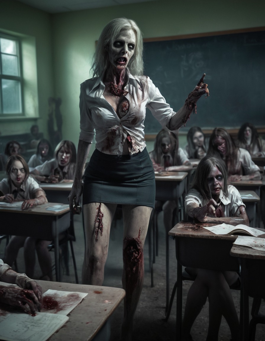 zombie, teacher, classroom, school, undead, horror