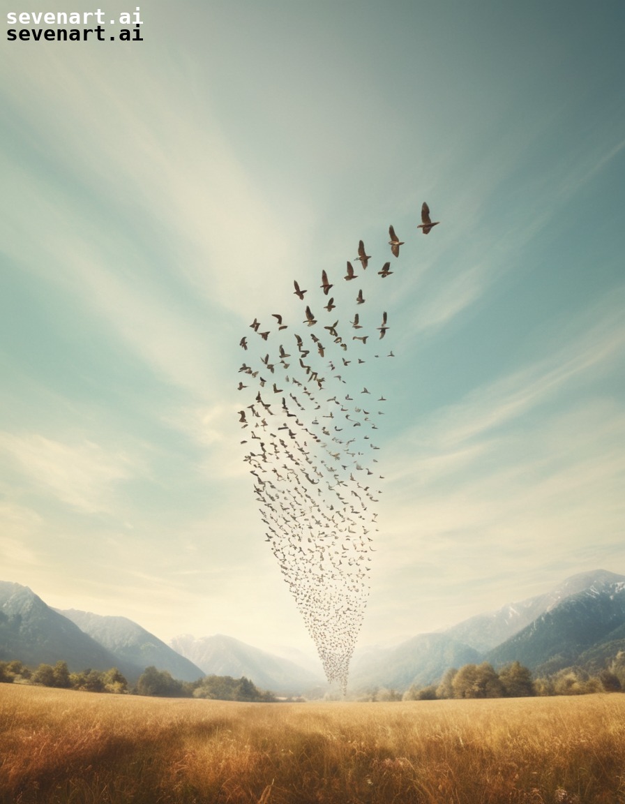 birds, flock, v formation, flight, nature