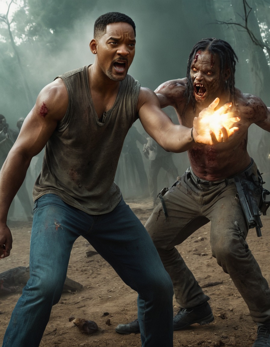 will smith, zombie, fight scene, action, hollywood, celebrity, undead