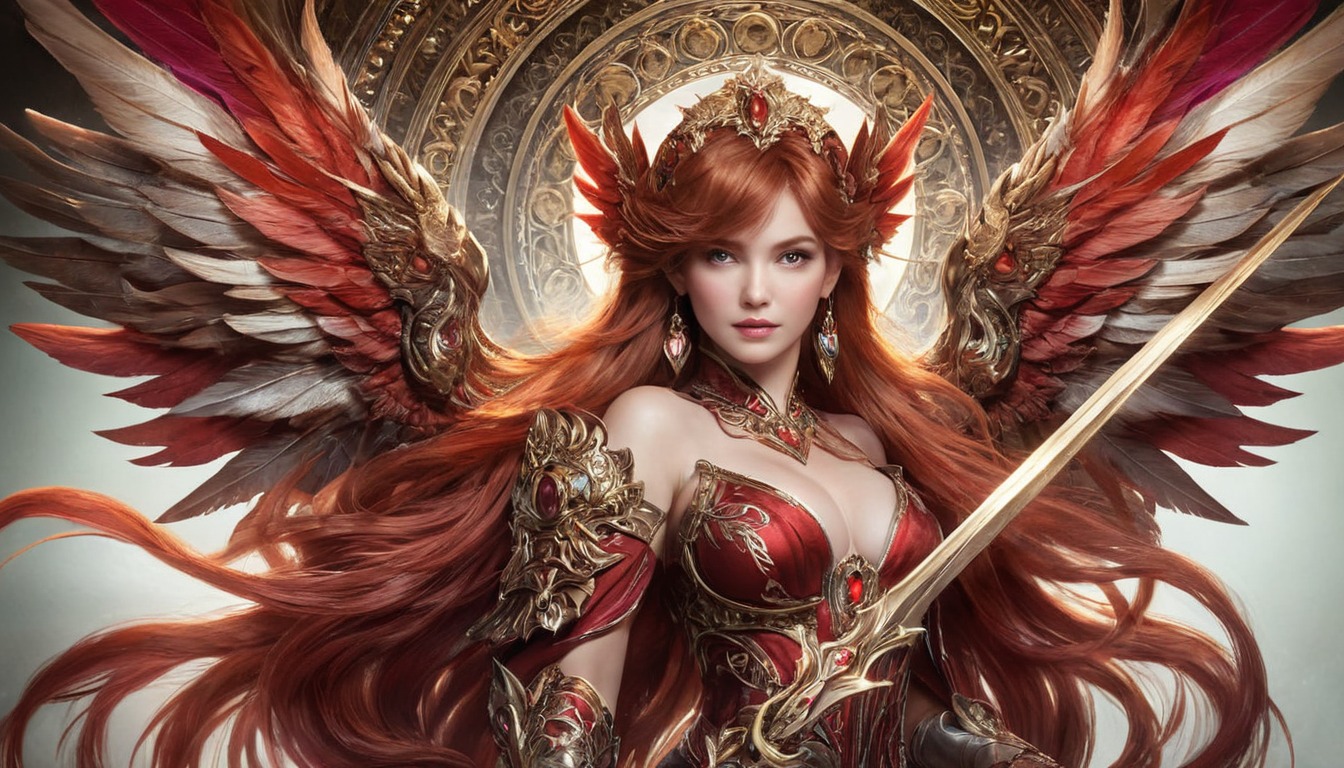 angel, angelwarrior, angelwing, characterdesign, dailydeviations, digitalartwork, digtialart, edited, epicfantasy, exclusive, fantasy, fantasyart, fantasyartwork, fantasycharacter, fantasygirl, fantasywarrior, intricatedesign, redhairedgirl, sword, wallpaper, warriorwoman, weapondesign, digitalcreations, magicalfantasy, mysticalfantasy, angelicbeauty, aiart, fantasybeauty, fantasycreations