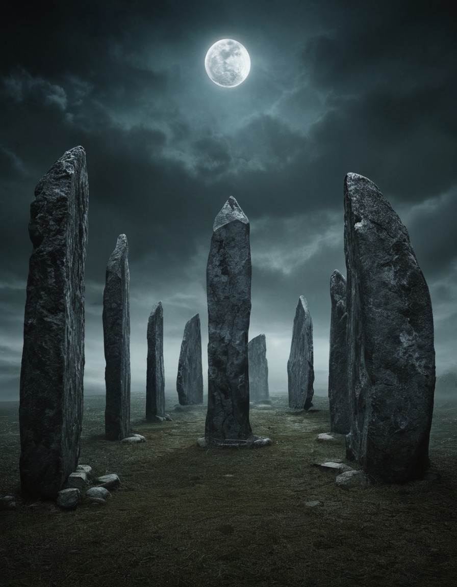 mystical, standing stones, ancient power, circle, mystery