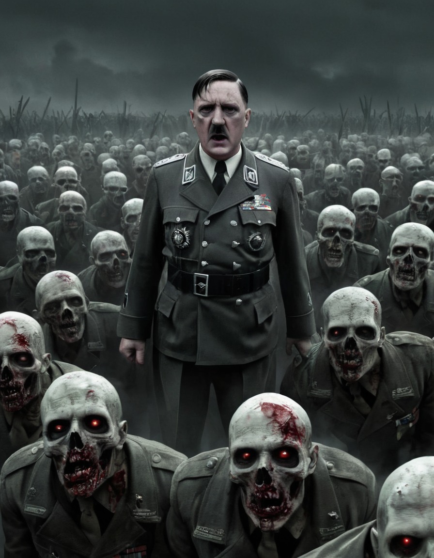 adolf hitler, zombie, undead, army, horror, leader