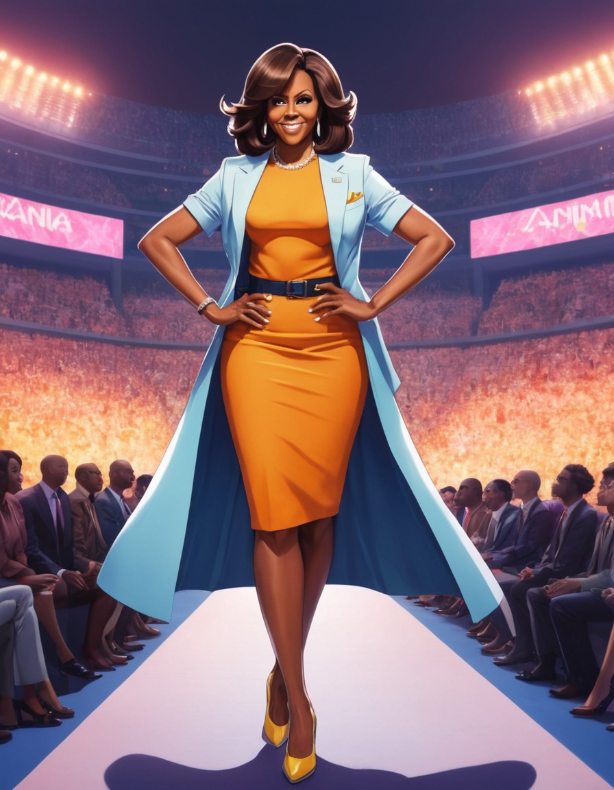 michelle obama, anime, fashion, stylish, powerful, confident