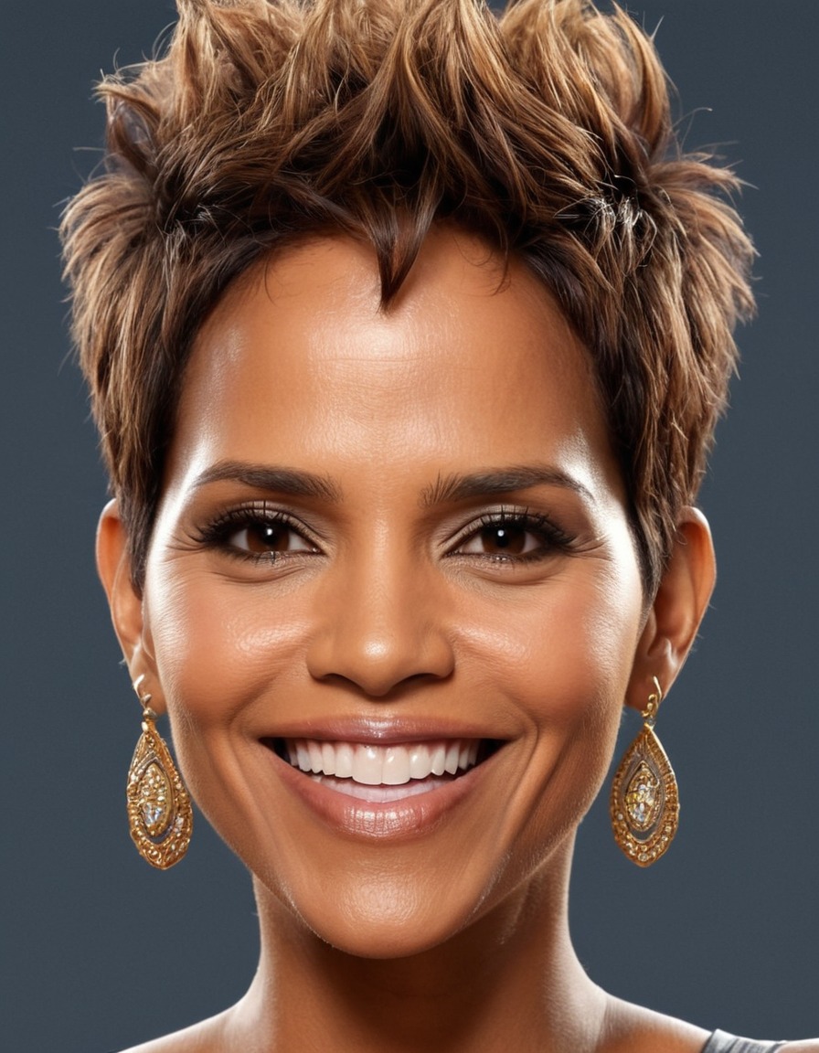 halle berry, celebrity, caricature, actress, big head, crazy smile, humor