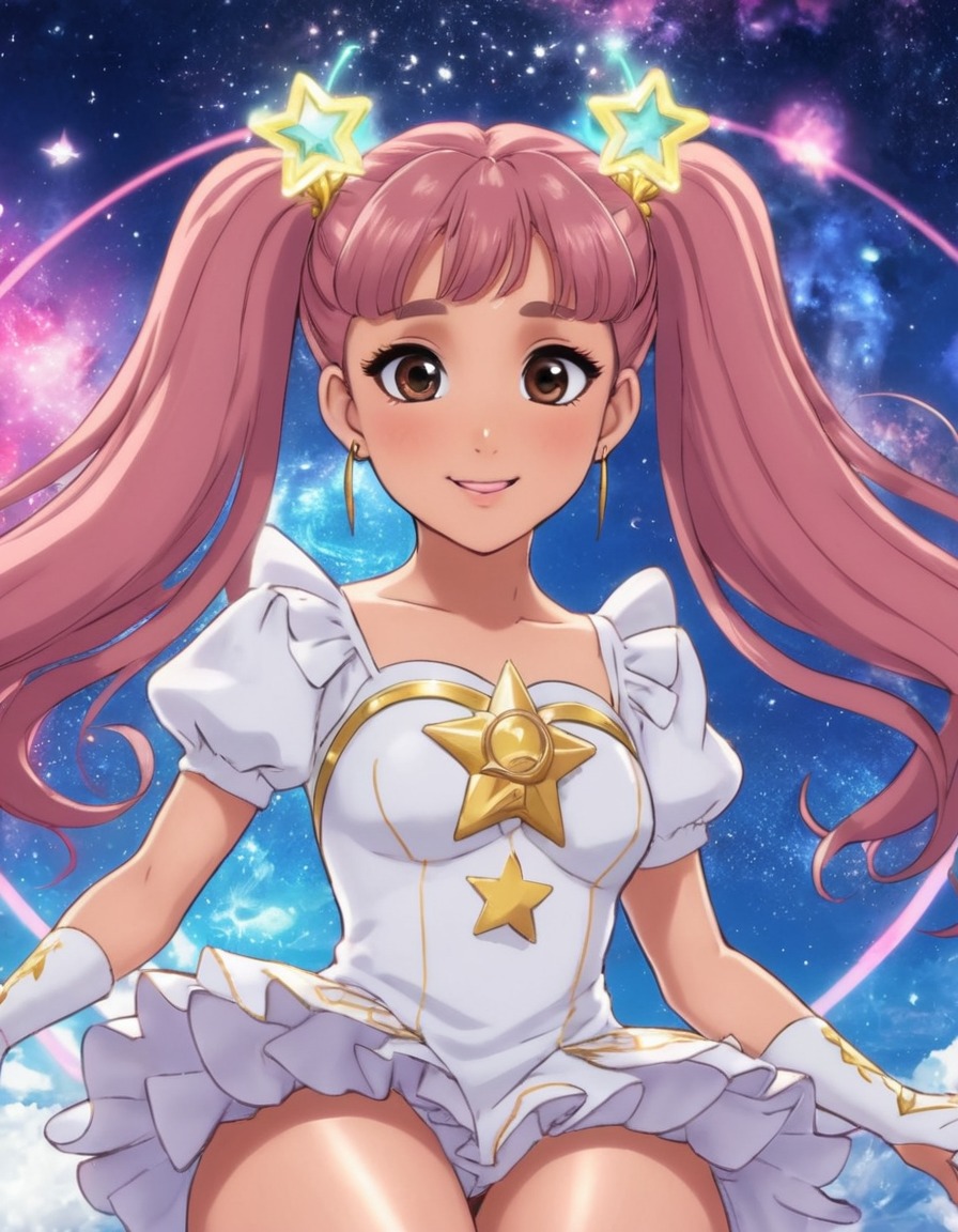 ariana grande, magical girl, celestial theme, anime