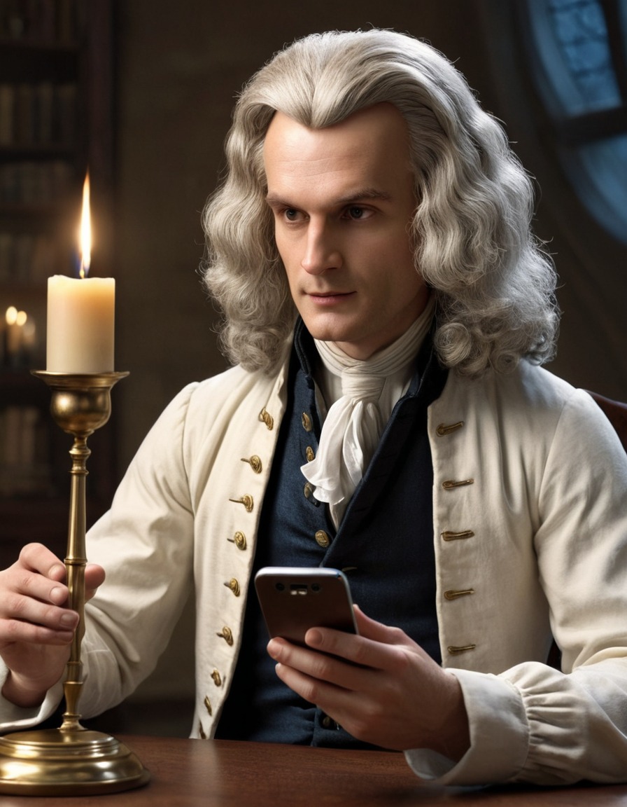 isaac newton, smartphone, technology, historical figure