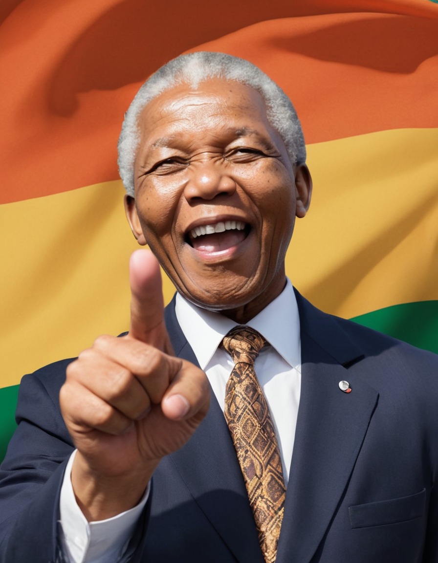 nelson mandela, fist pump, iconic, justice, anime