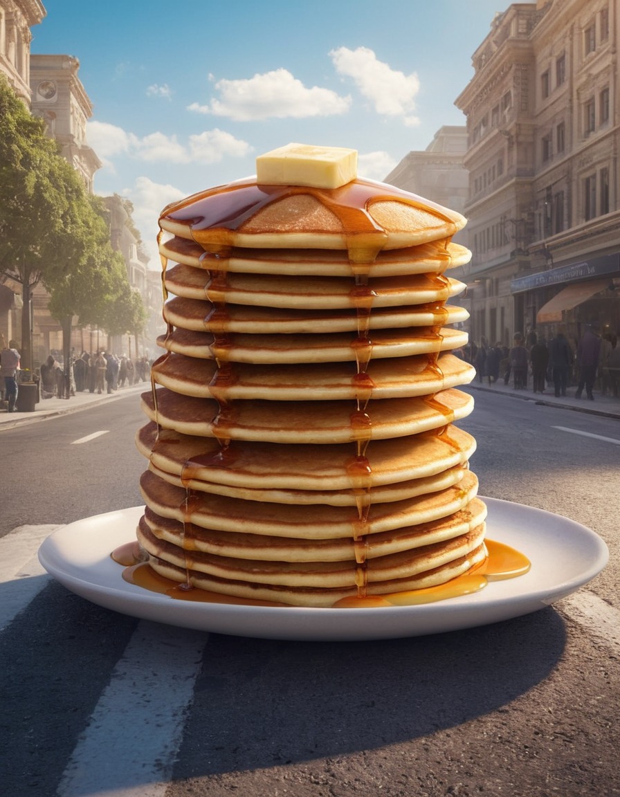 pancakes, street, food, giant, unusual sight, surprise, urban