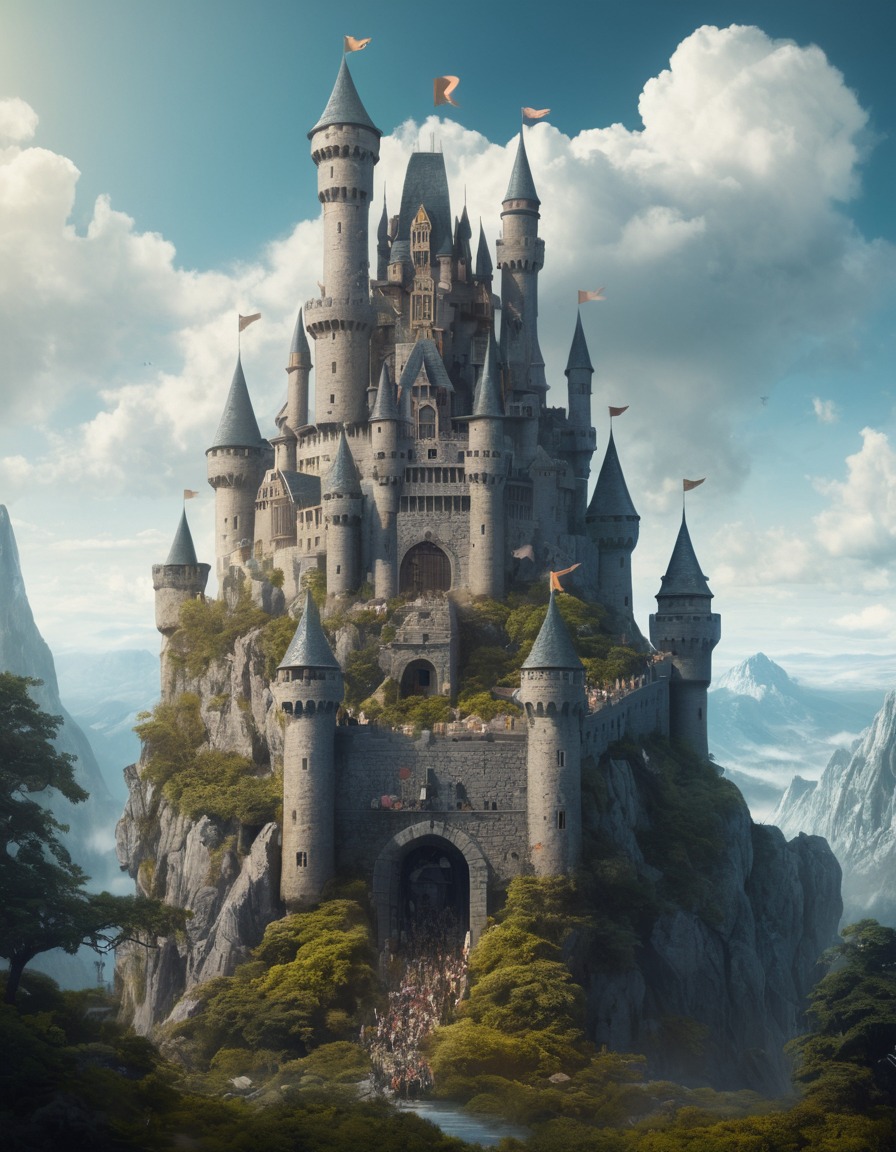 castle, fantasy, creatures, diversity, magical