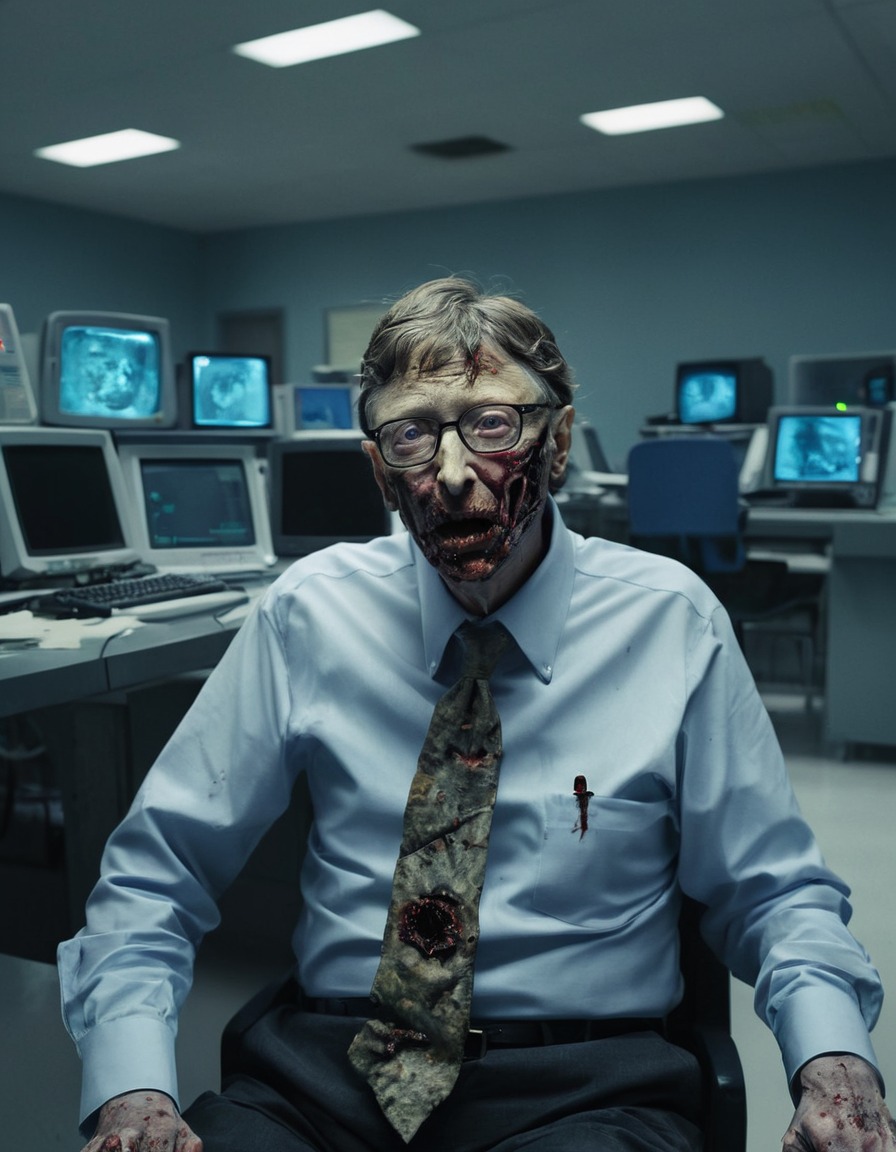 bill gates, zombie, computer lab, horror, technology, parody, celebrities