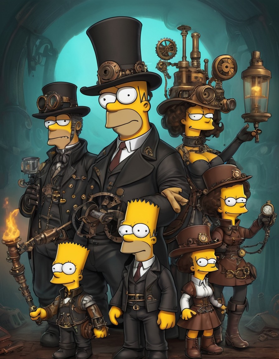 the simpsons, steampunk, tv shows, animation, crossover, simpsons