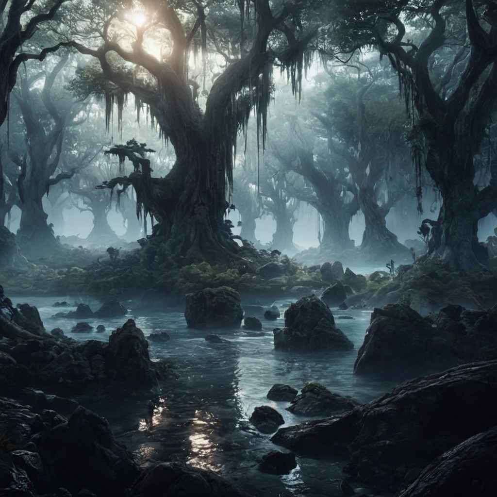 digitalart, horror, fog, swamp