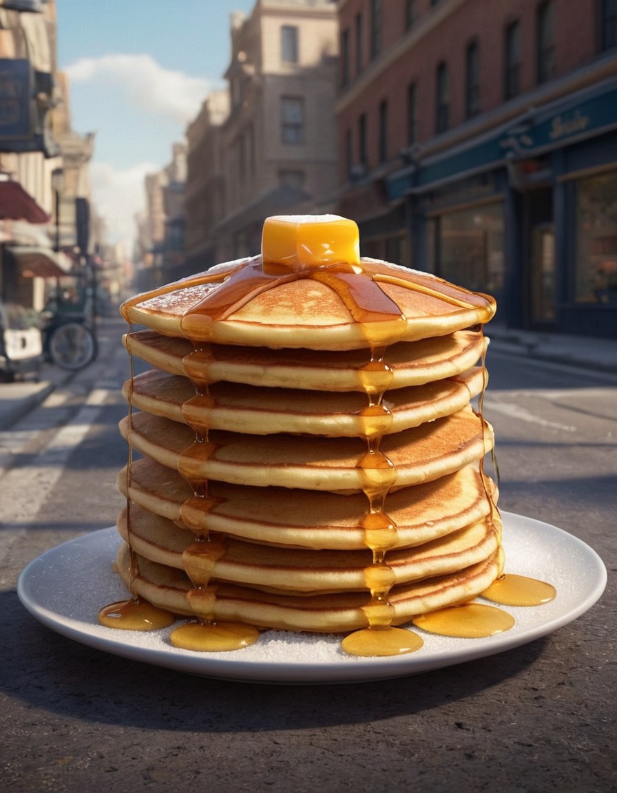 pancakes, street, food, giant, unusual sight, surprise, urban