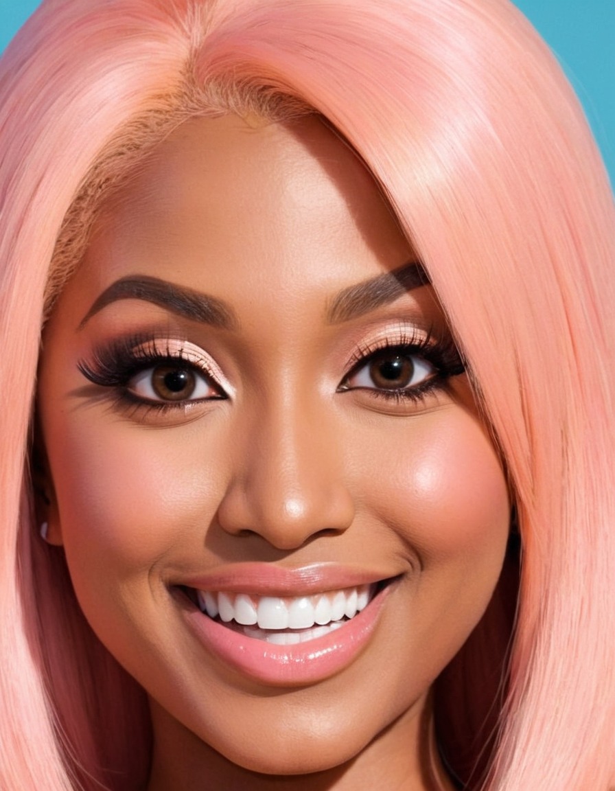 nicki minaj, facial features, celebrity, big nose, huge smile, forehead, eyes