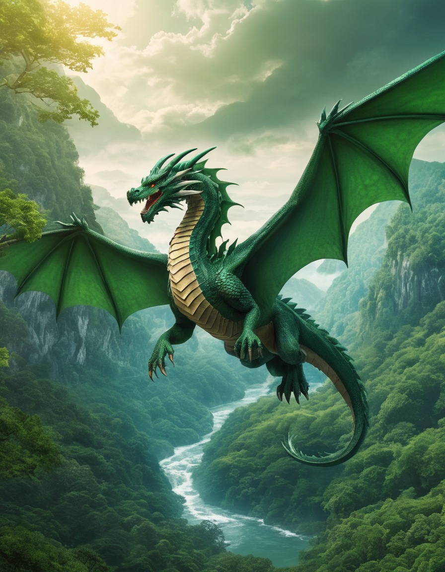 fantasy, dragon, forest, majestic, mythical, fantastic