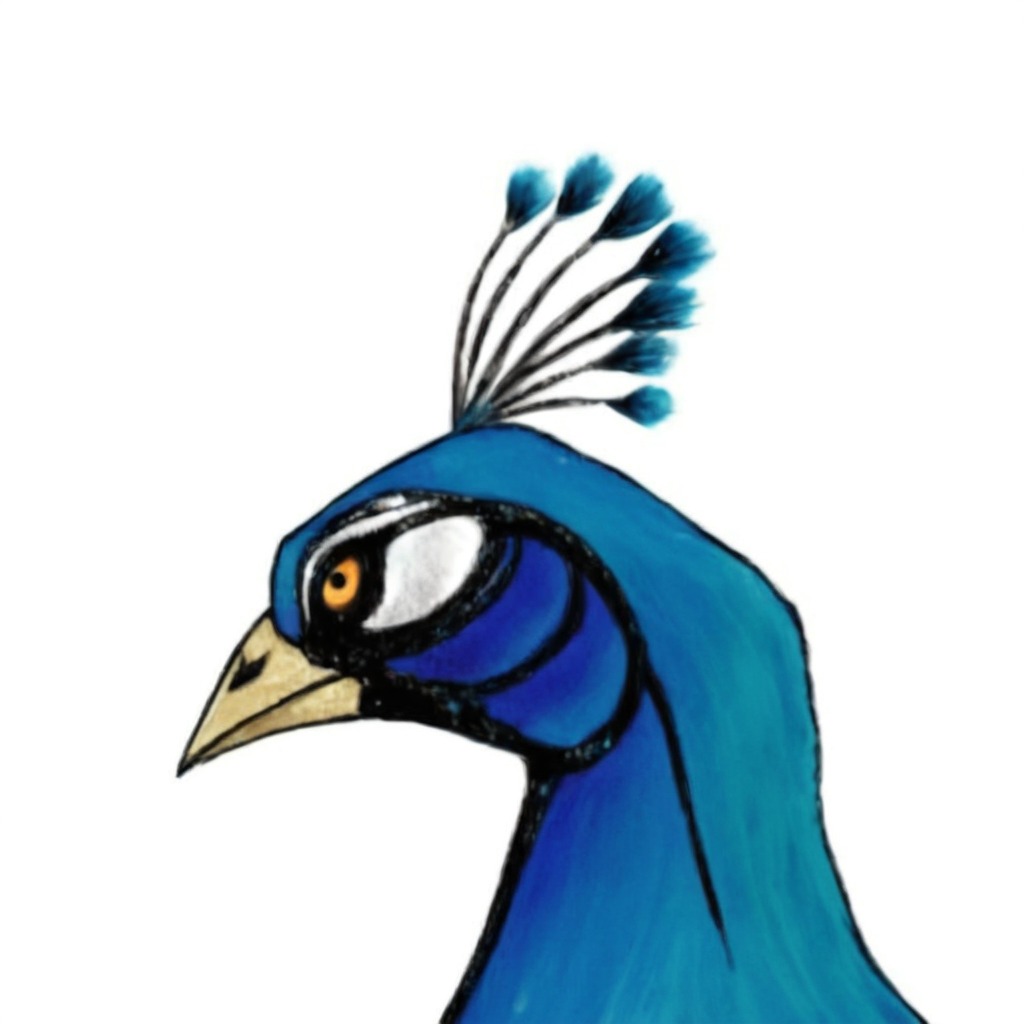 animal, bird, coloured, cartoon, doodle, animalart, digitalart, fanart, digitalpainting, wildlife, peacock, turorial, peacockhead, peacocktutorial