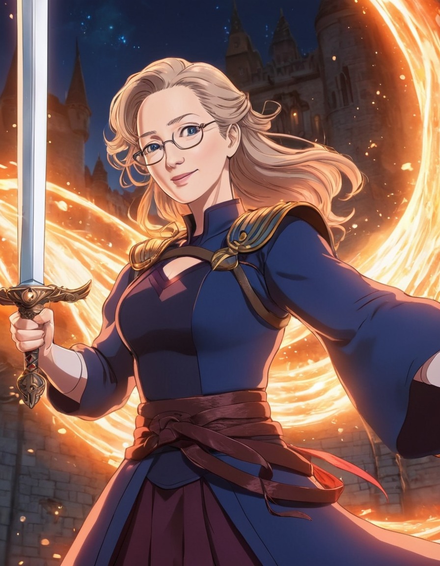 meryl streep, anime, fantasy, magical sword, spells, kingdom