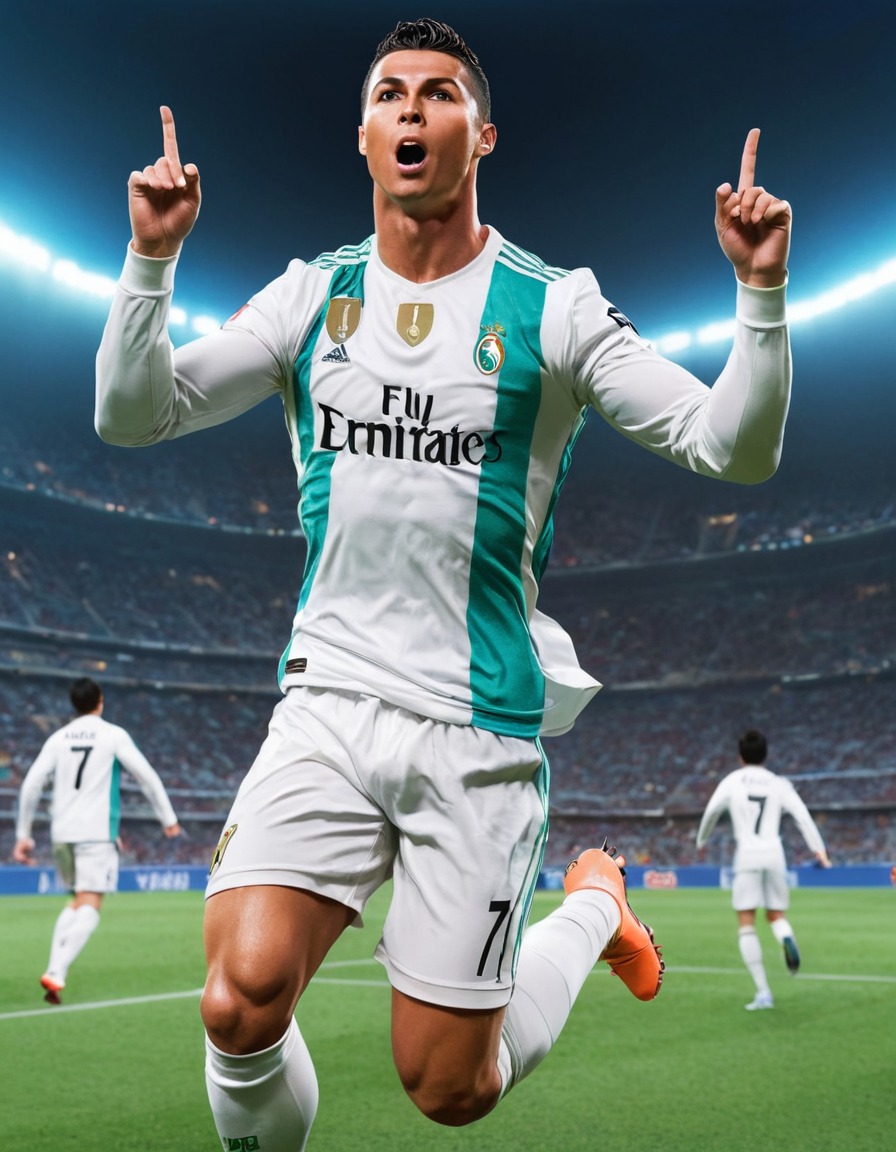 cristiano ronaldo, anime, football, goal celebration