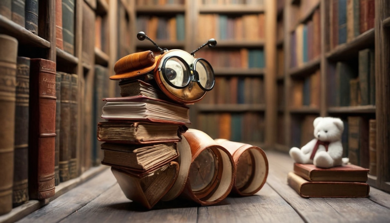 books, digitalart, magic, bookworm, origami, teddybear