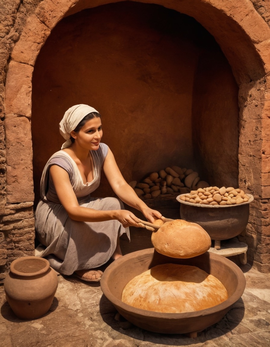 ancient rome, bread making, culinary history, clay oven, roman empire, ancient technology, food preparation