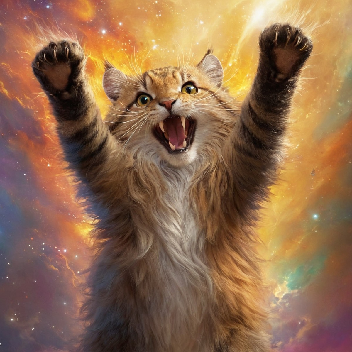 digitalart, digitalpainting, cat, animal, feline, kitty, animalart, excited, happy, dailychallenge, aiartcommunity, midjourney, midjourneyai, midjourneyart, midjourneyartwork, midjourneyaiart, midjourneycommunity