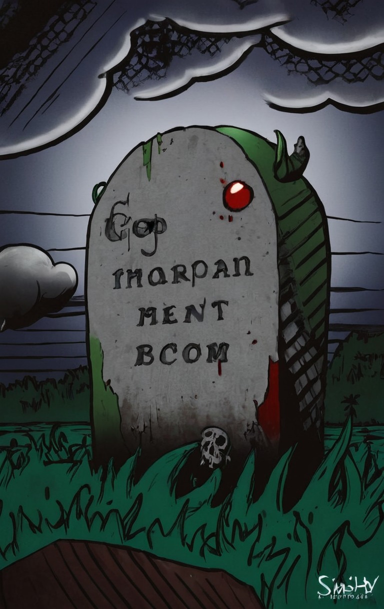 digitalart, horror, comic, spooky, halloween, challenge, procreate, tombstone