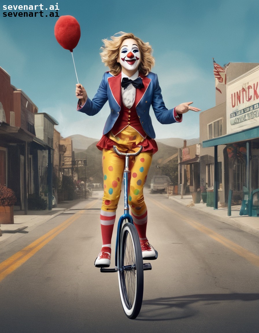 celebrity, clown, unicycle, fun, entertainment, actress, movies, movie stars