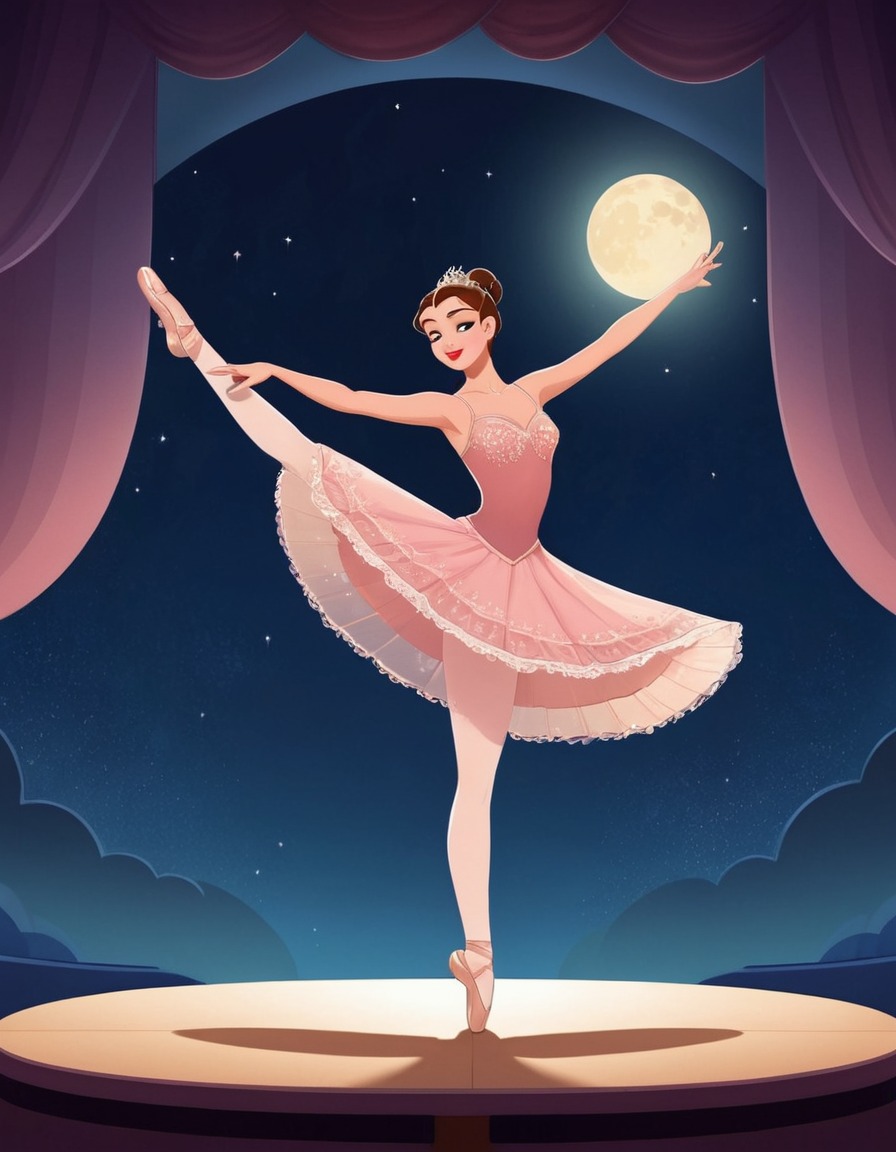 ballet, dancer, moonlit stage, performance