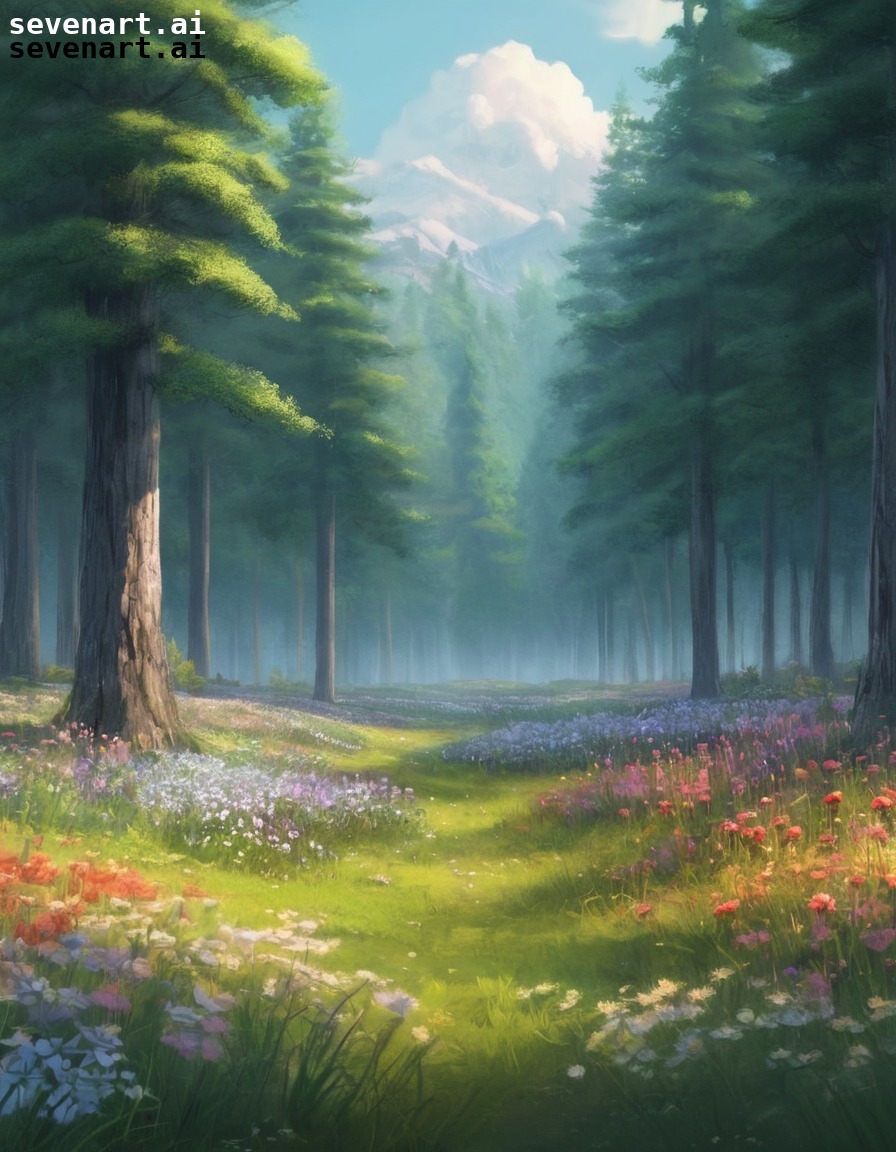 nature, serene, meadow, flowers, trees