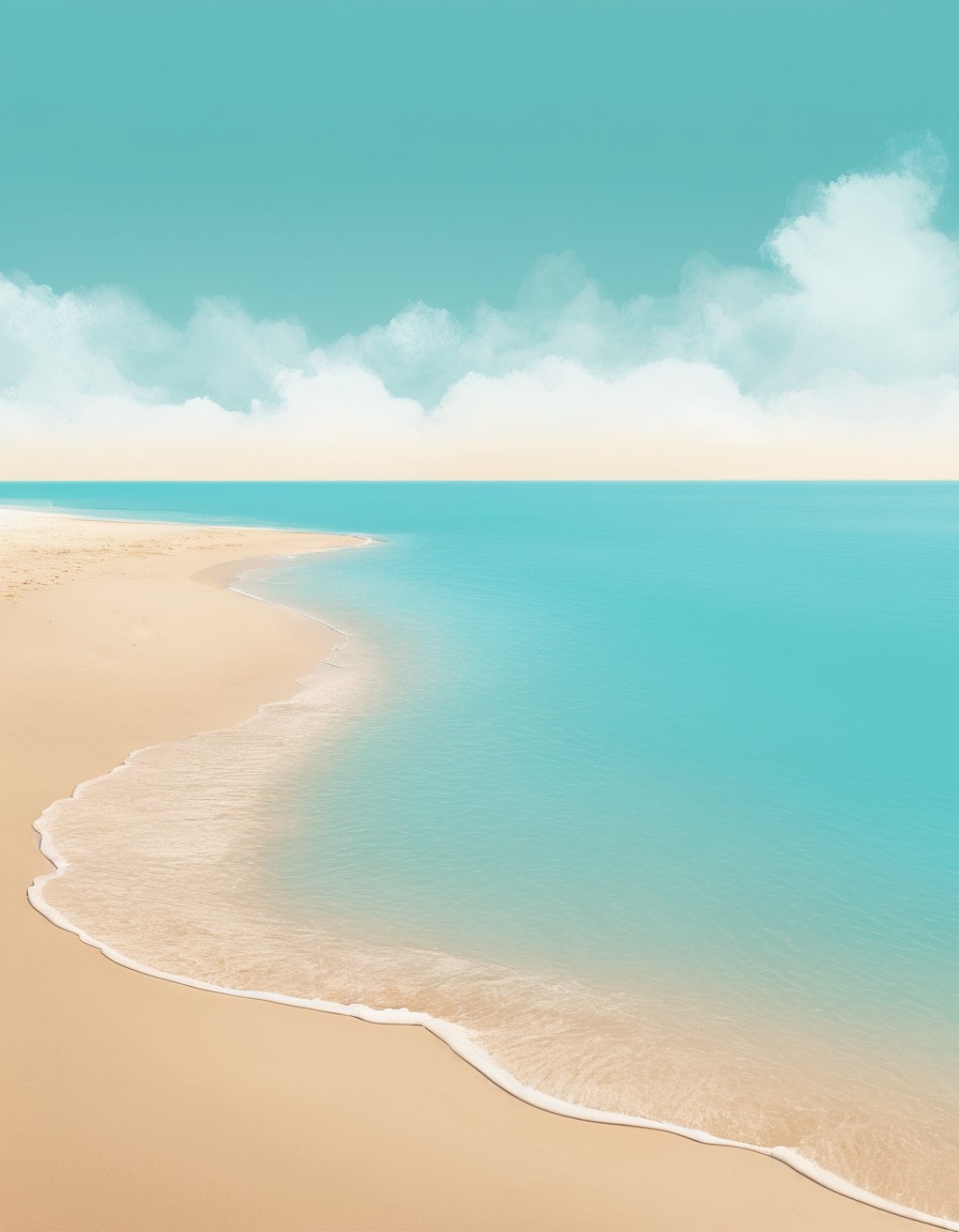 beach, tranquil, turquoise waters, golden sands, cloudless sky, nature