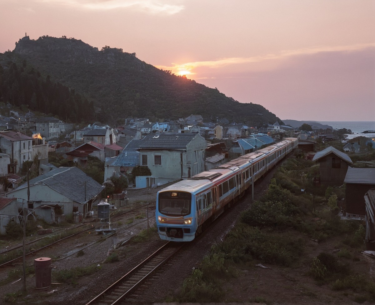 analog, analogphotography, asia, asian, film, filmphotography, japan, japanese, photography, railway, rural, scenery, sky, sunset, train