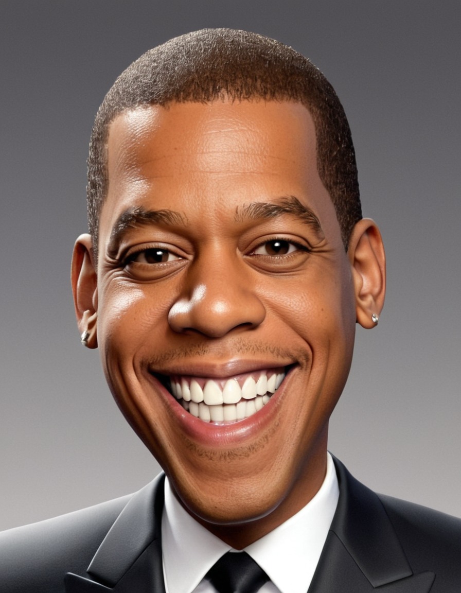 jay-z, caricature, big head, crazy smile, cartoon, musician