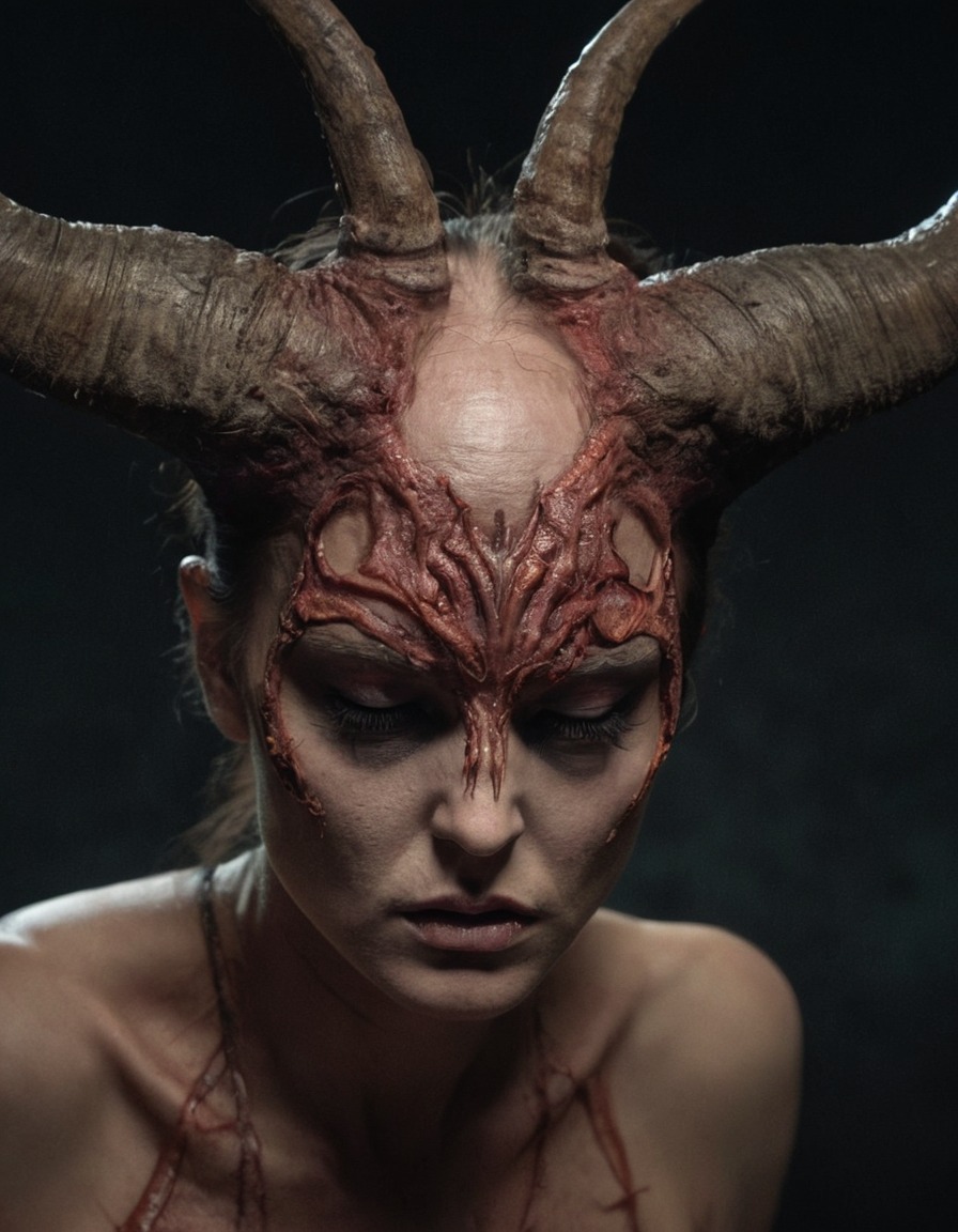 mutations, woman, female, horns, forehead, fantasy, transformation