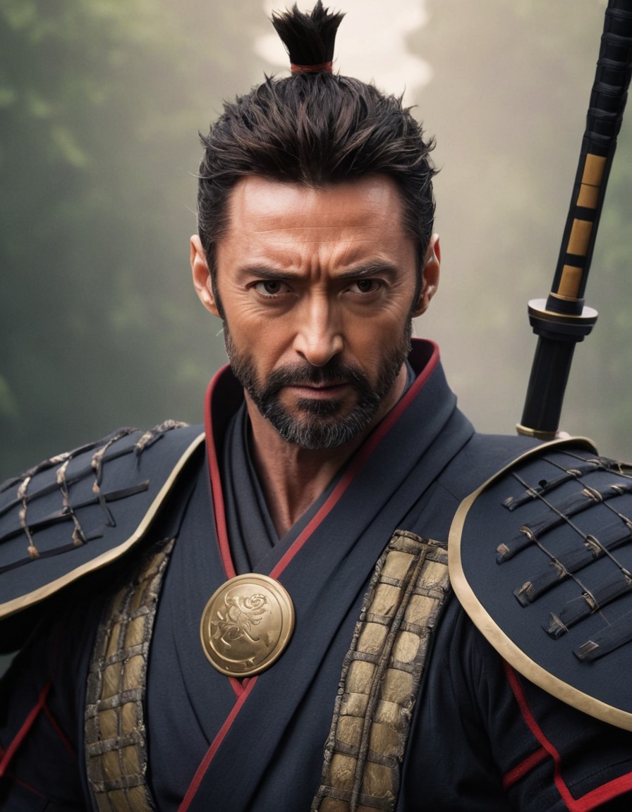 hugh jackman, samurai warrior, anime style, action, fantasy, anime