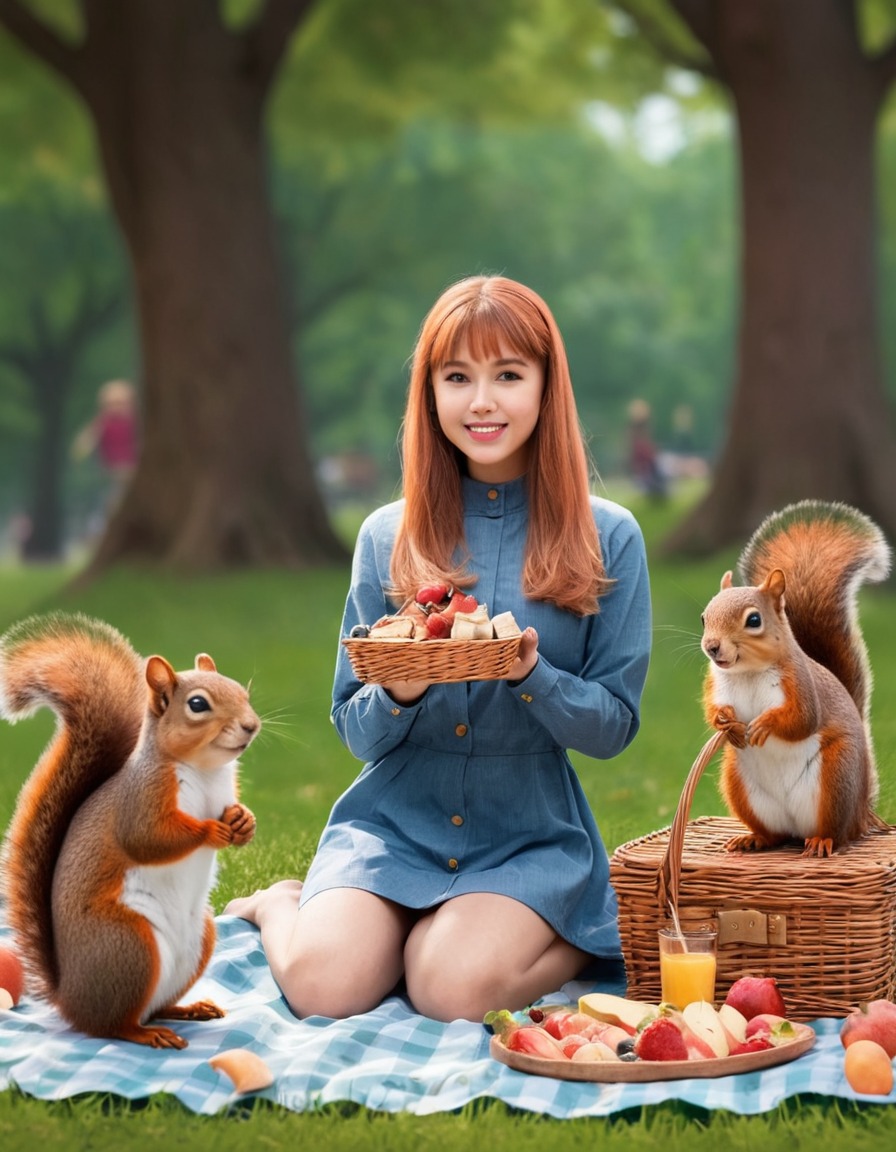 squirrel girl, picnic, park, friends, nature, superhero, superheroine, bikini