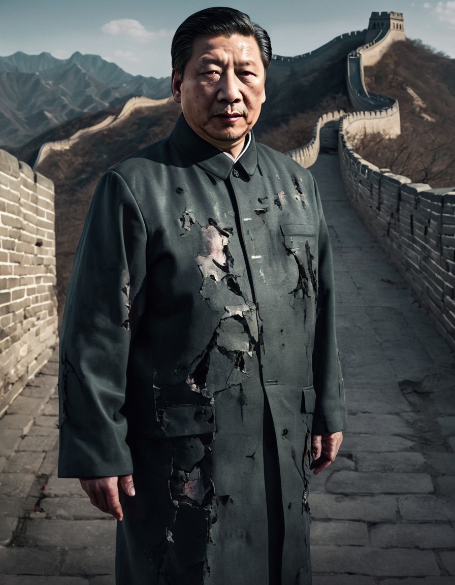 xi jinping, china, zombie, menacing stare, great wall of china, politics