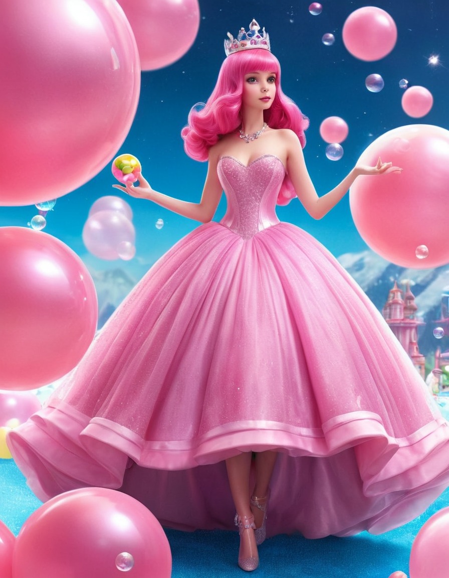 princess bubblegum, ball gown, glamour, bubblegum, candy, royalty, animation